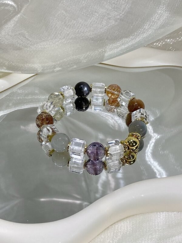 Clear Quartz Sugar-Cube Bracelet NO. 0147