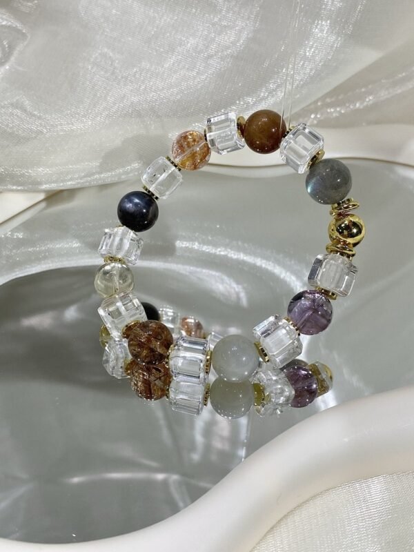 Clear Quartz Sugar-Cube Bracelet NO. 0147