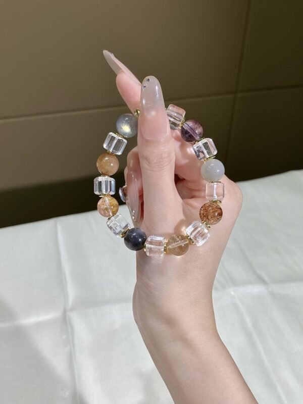 Clear Quartz Sugar-Cube Bracelet NO. 0147