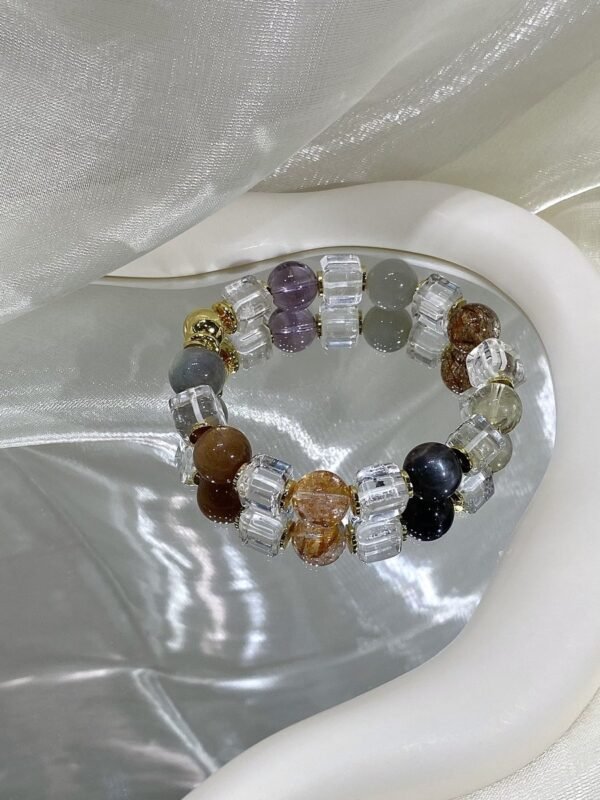 Clear Quartz Sugar-Cube Bracelet NO. 0147