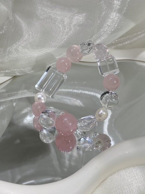 Rose Quartz Sugar-Cube Bracelet NO. 0151