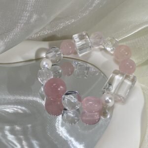Rose Quartz Sugar-Cube Bracelet NO. 0151