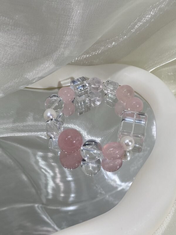 Rose Quartz Sugar-Cube Bracelet NO. 0151