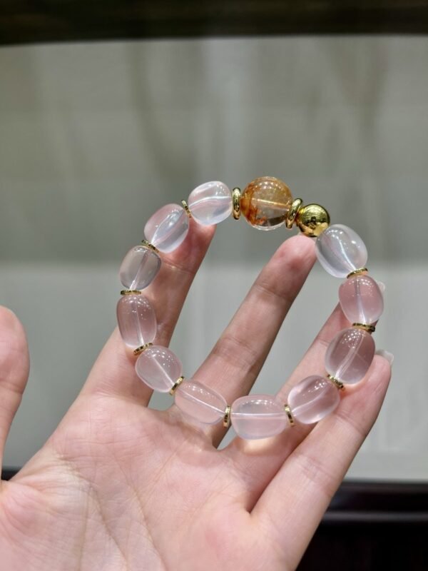 Rose Quartz Barrel Bracelet NO. 0200