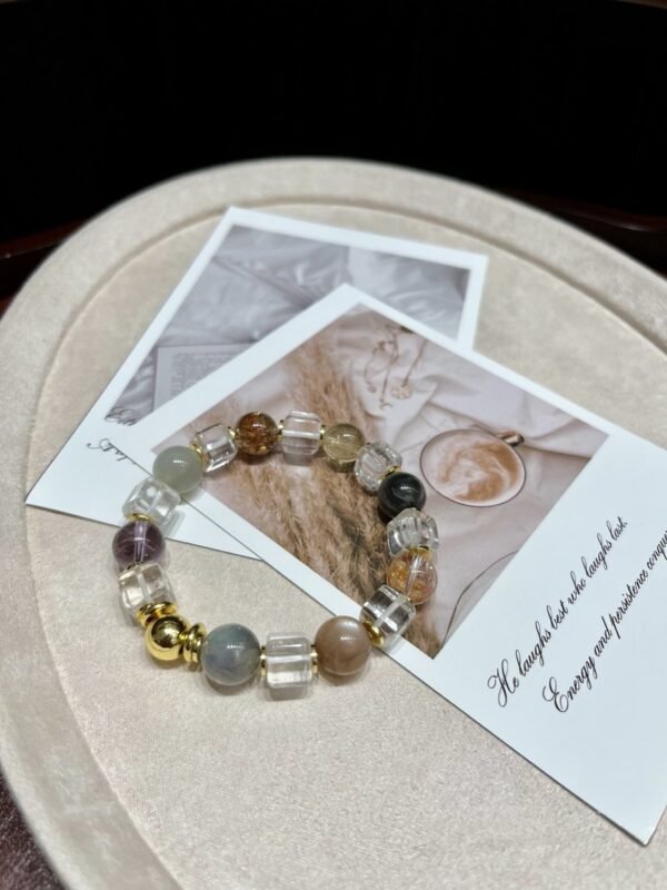 Clear Quartz Sugar-Cube Bracelet NO. 0235