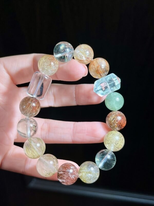 Rutilated Quartz Double-Point Bracelet NO. 0305
