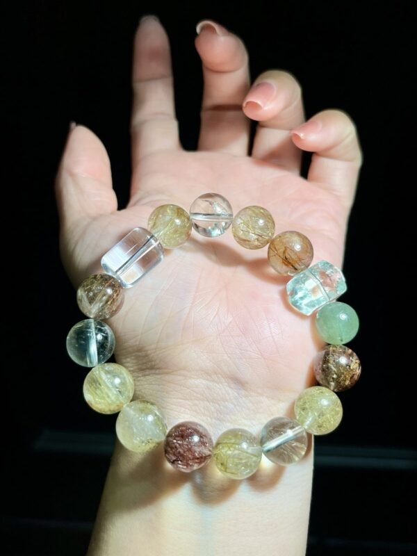 Rutilated Quartz Double-Point Bracelet NO. 0305