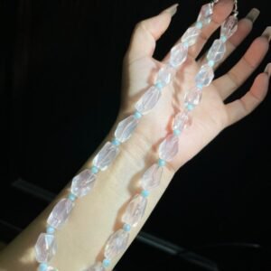hc-0361-02ee2c8ace91de962bbd61c456760a0c.jpg Rose Quartz Freeform Bracelet NO. 0361