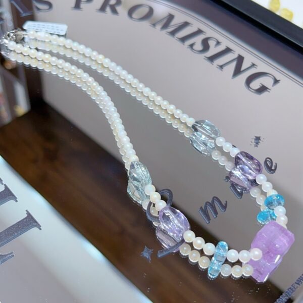 hc-0482-a1cf8f58183d35a2918b4ed14dc3eb49.jpg Kunzite Sugar-Cube Necklace NO. 0482