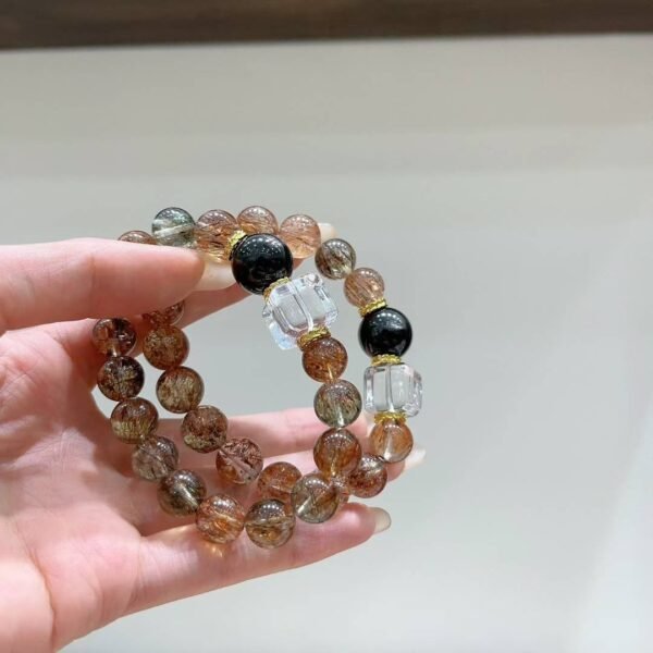 Black Gold Rutile Sugar-Cube Bracelet NO. 0586