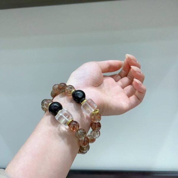 Black Gold Rutile Sugar-Cube Bracelet NO. 0586