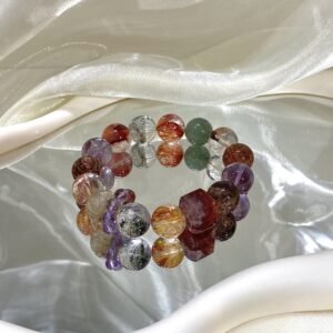 Phantom Quartz Sugar-Cube Bracelet NO. 0697