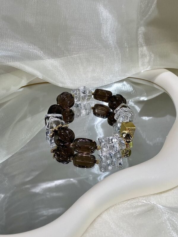 hc-0758-15f7b70b0b9ff9bb4a916a8dfe76d6ea.jpg Smoky Quartz Barrel Bracelet NO. 0758