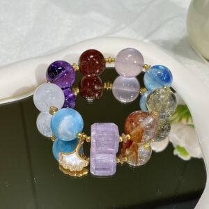 Rutilated Quartz Sugar-Cube Bracelet NO. 0789