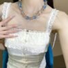 Aquamarine Sugar-Cube Necklace NO. 0868