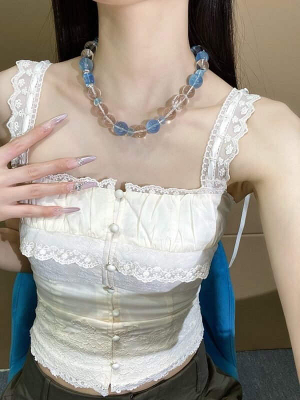 Aquamarine Sugar-Cube Necklace NO. 0868