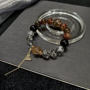 Black Gold Rutile Double-Point Bracelet NO. 0897