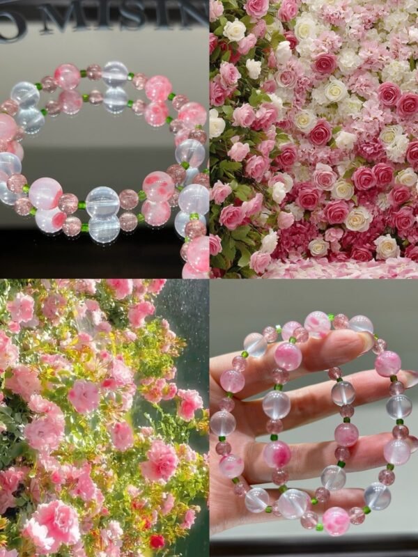 Rose Quartz Sugar-Cube Bracelet NO. 1143